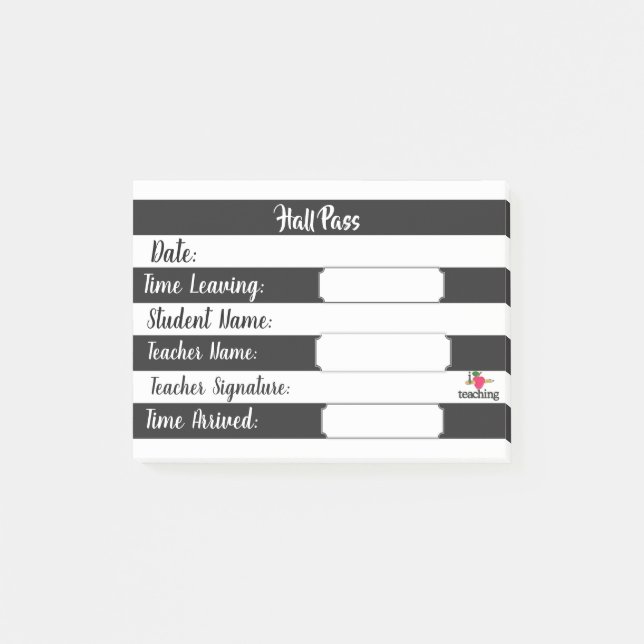 Hall Pass - Black & White Rand Post-it Block (Framsida)