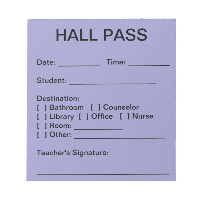Hall Pass Pad (Himlar) Anteckningsblock (Framsida)