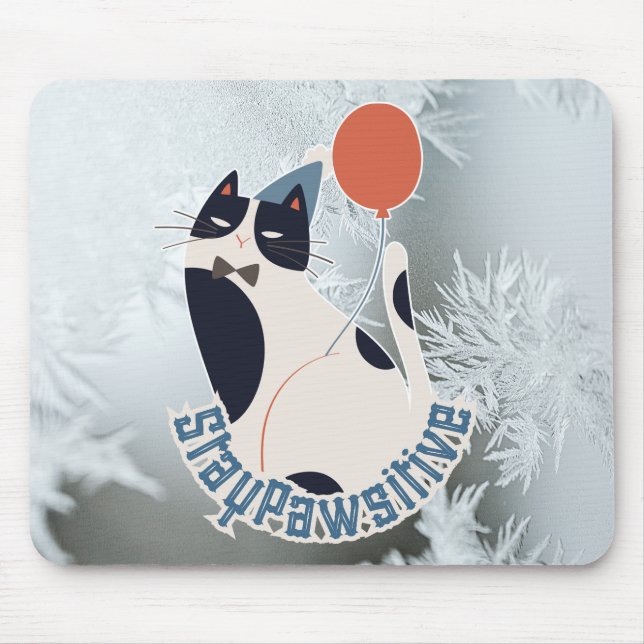 Håll Positiv Katt Illustration Modern Konst Musmatta (Framsidan)