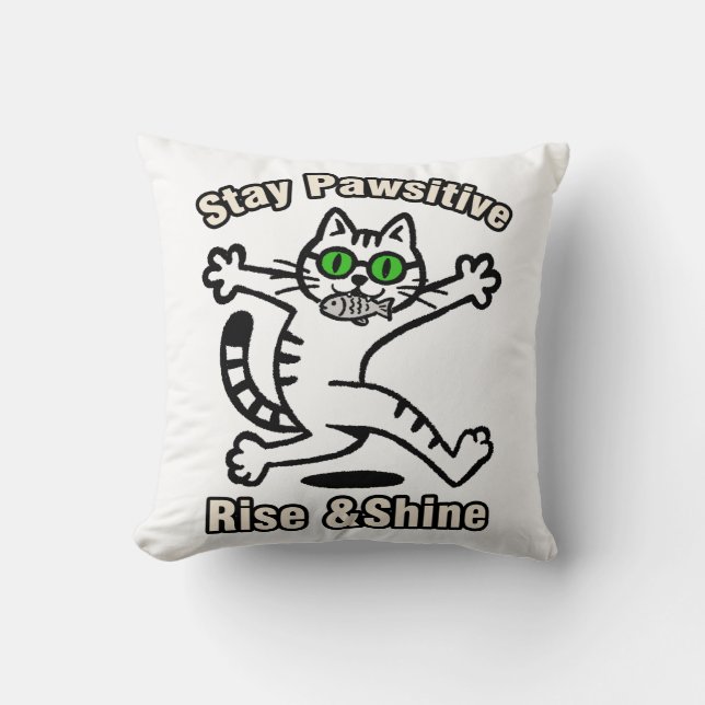 Håll Positiv Katt Kudde (Framsida)