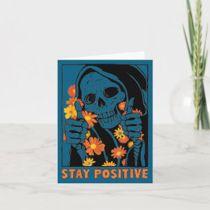 Håll Positiv Skelett Halloween Motiverande Rolig  Kort