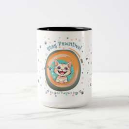 Håll Positiviteten Minimalistisk / Katt / Uppmuntr Två-Tonad Mugg