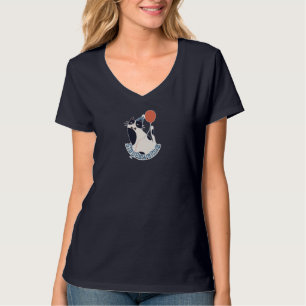 Håll Positivt Dam V-ringad Smoking Katt Födelsedag T Shirt