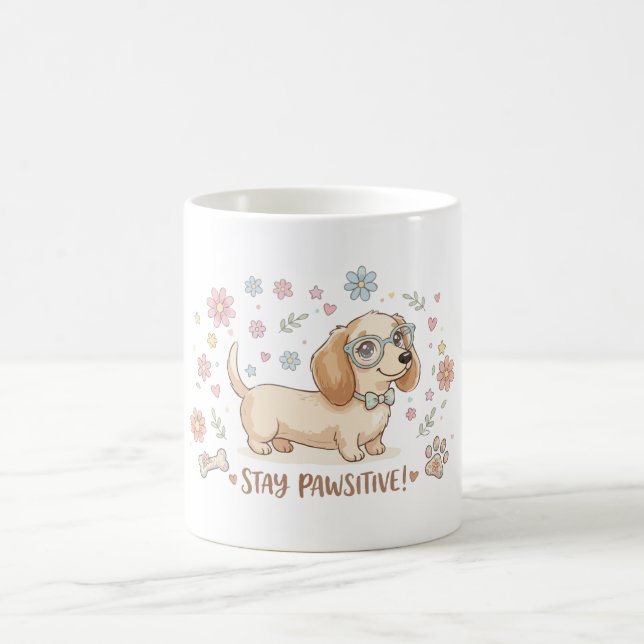 Håll Positivt Söt Dachshund Kaffemugg (Center)