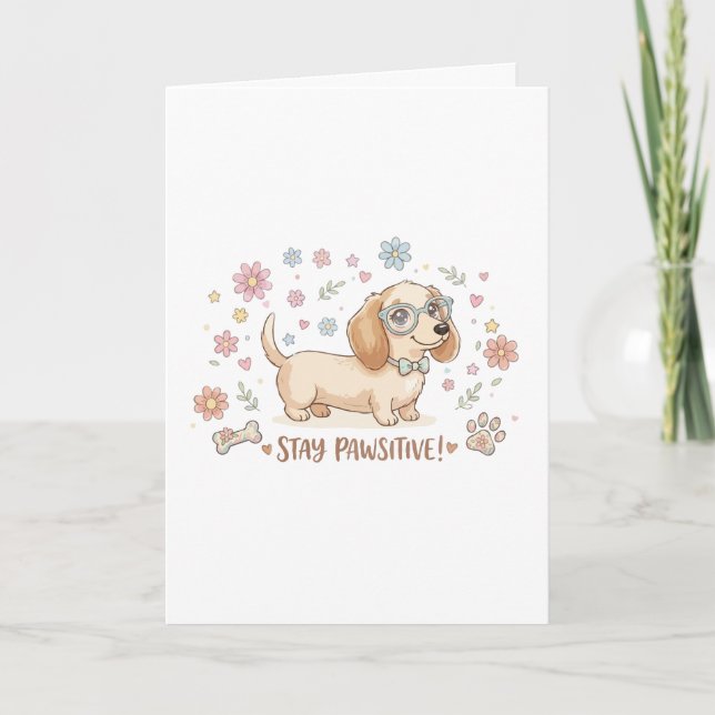 Håll Positivt Söt Dachshund Kort (Framsida)