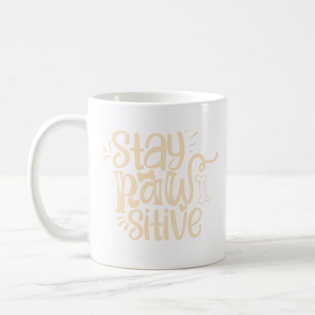Håll Positivt Söt Hund Älskare Motiverande Kaffe  Kaffemugg (Vänster)
