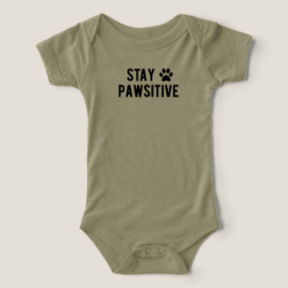 Håll Positivt Sött Tassavtryck Olivgrön Baby T Shirt