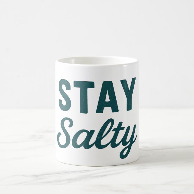 Håll salt teal kustliv ocean grafisk surfar kaffemugg (Center)