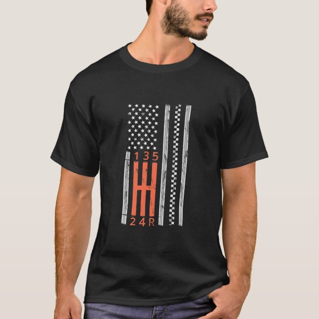 Håll skift i amerikansk Flagga manuellt T Shirt (Framsida)