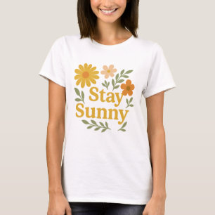 Håll Solig Retro Blommig Positiva Vibrationer T Shirt