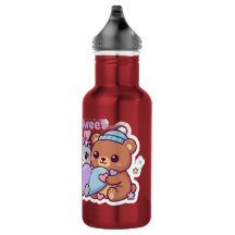 Håll Söt Kawaii Djur Vänner Pastell Vattenflaska