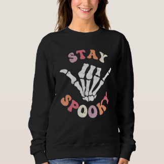 Håll spöklik Ghost Skelett Groovy Retro Halloween T Shirt