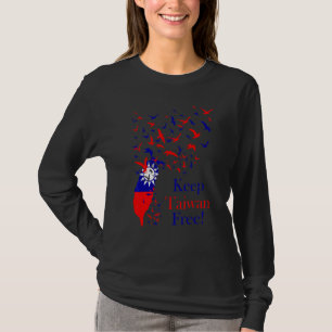 Håll Taiwan Fritt Taiwanska Flaggan Med Fåglar Män T Shirt