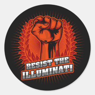 Håll tillbaka den upphöjda Orangen i Illuminati Runt Klistermärke