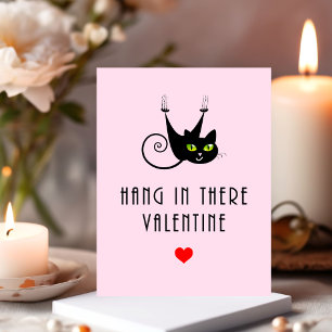 Håll tyst där Valentine Hanging Black Cat Vykort