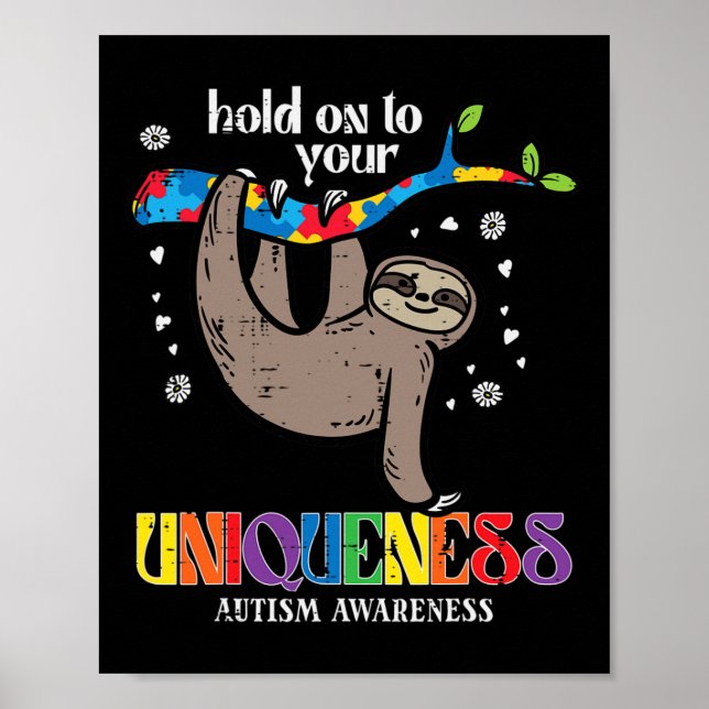 Håll Unikhet Autism Sengångare Medvetenhet Asd Män Poster (Framsidan)