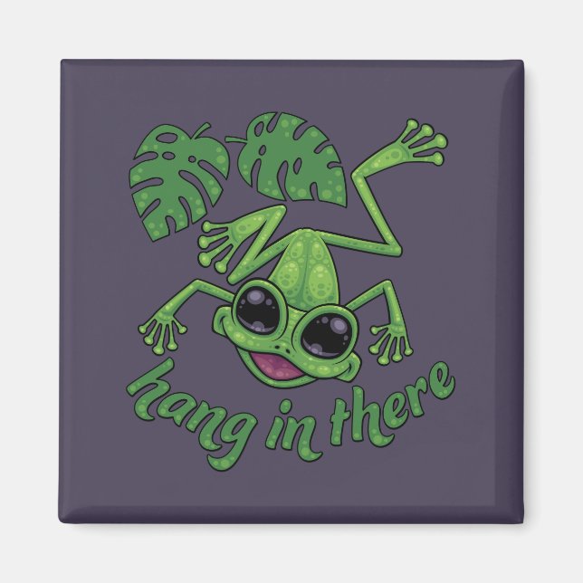 Håll ut där Lycklig Grönt Träd Frog Magnet (Framsidan)