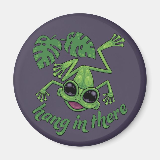 Håll ut där Lycklig Grönt Träd Frog Magnet (Framsidan)