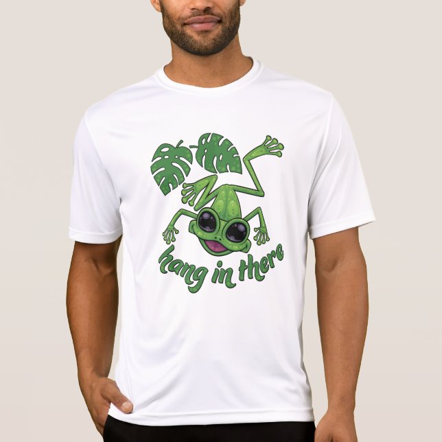 Håll ut där Lycklig Grönt Träd Frog T Shirt (Framsida)