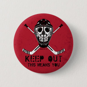 Håll ut hockeyGoaliesignalljuset Pinback Knapp
