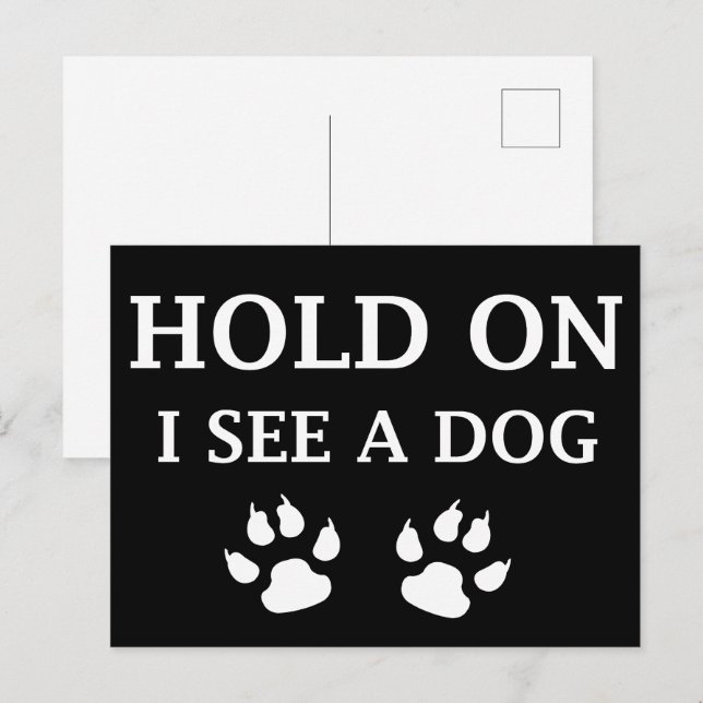 Håll ut, jag ser en hund vykort (Fram/baksida)