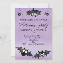 Håll ut med Fladdermus Cute Halloween-inbjudan