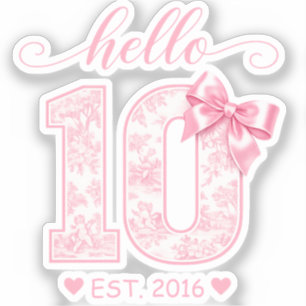 Hallå 10 Födelsedag Rosa Hallå 10 Anpassat År Klistermärken