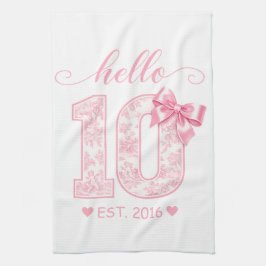 Hallå 10 Födelsedag | Rosa Hallå 10 Anpassat År Kökshandduk