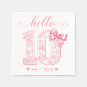 Hallå 10 Födelsedag Rosa Hallå 10 Anpassat År Pappersservett