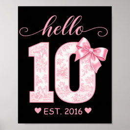 Hallå 10 Födelsedag | Rosa Hallå 10 Anpassat År Poster