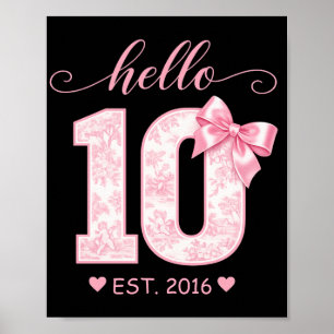 Hallå 10 Födelsedag Rosa Hallå 10 Anpassat År Poster