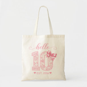 Hallå 10 Födelsedag Rosa Hallå 10 Anpassat År Tygkasse