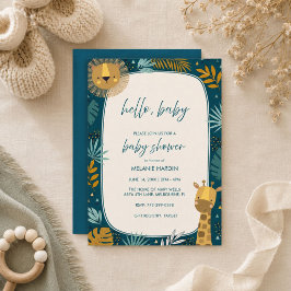 Hallå Baby Lejon Safari Baby Shower Inbjudan