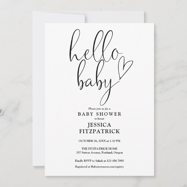 Hallå Bebis Könsneutral Allt-i-ett Bebis-fest Inbjudningar (Framsida)