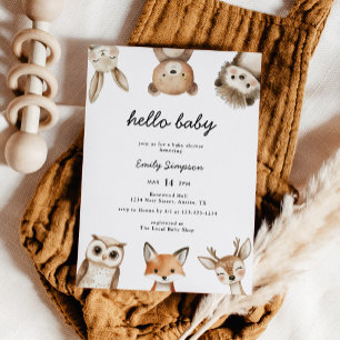 Hallå Bebis Skogs Björn Bebis Baby Shower Inbjudan