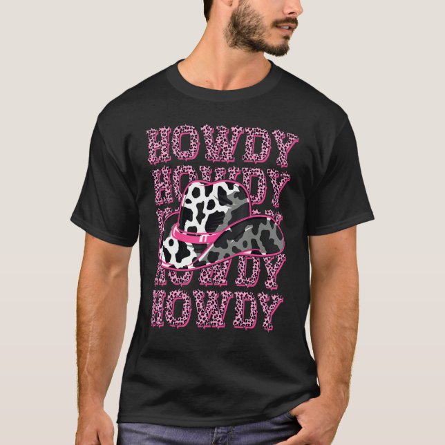 HALLÅ  Country Södra Western Rosa Leopard Ko p T Shirt (Framsida)
