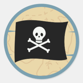 Hallå där! Piratpojke födelsedagsfest Runt Klistermärke