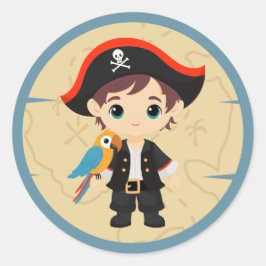 Hallå där! Piratpojke födelsedagsfest Runt Klistermärke