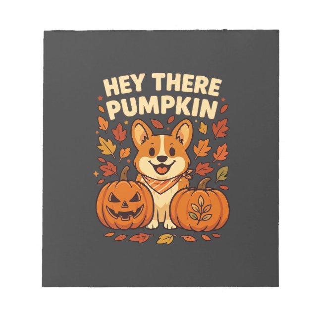 Hallå där Pumpa Corgi Halloween Pumpor Höst  Anteckningsblock (Framsida)