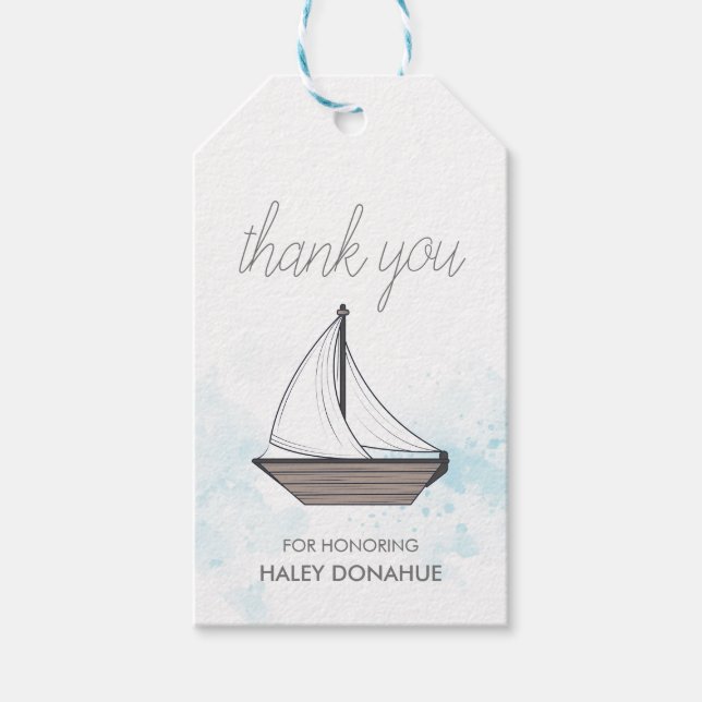 Hallå! Det är en pojke! Tack för babybåten Presentetikett (Framsidan)