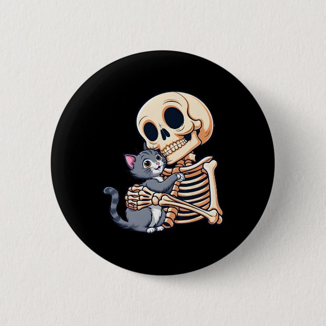 Hålla en katt kute Halloween Costume Skull Cat Knapp (Framsida)