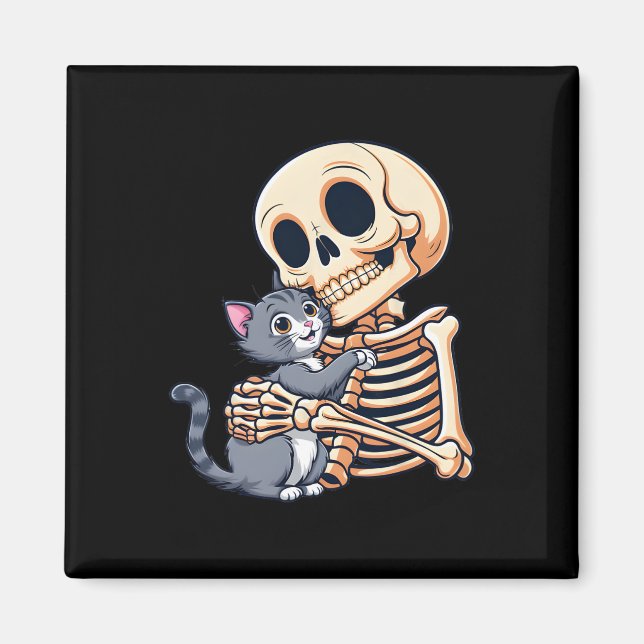 Hålla en katt kute Halloween Costume Skull Cat Magnet (Framsidan)