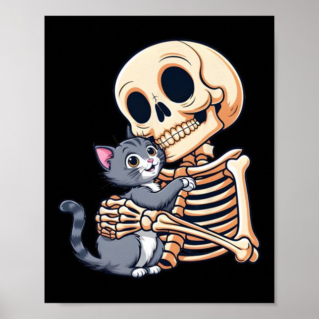Hålla en katt kute Halloween Costume Skull Cat Poster (Framsidan)