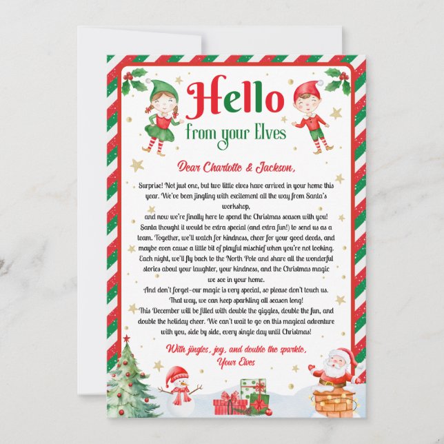 Hallå från tomtens tomte jul ankomstbrev  inbjudningar (Framsida)