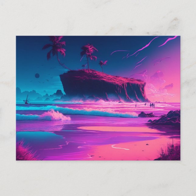 Hålla kontakten | Rosa havsvågor Vykort (Framsida)