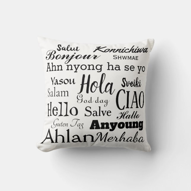 Hallå på olika språk Word Art Kastkudde Kudde (Framsida)