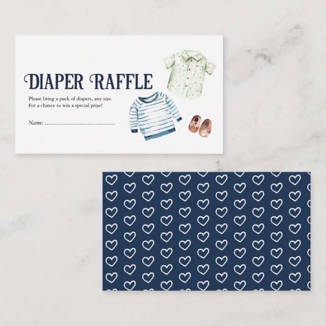 Hallå Pojk Babyshower Blöja Lotteri Tilläggskort (Fram/baksida)