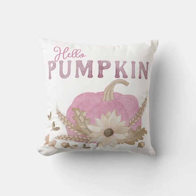 Hallå Pumpa Rosa Kudd för Höstdekor Kudde (Framsida)