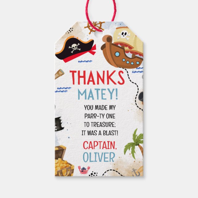 Hallå sjöbjörn PIRAT TACK SJÖBJÖRN! Presentetikett (Framsidan)