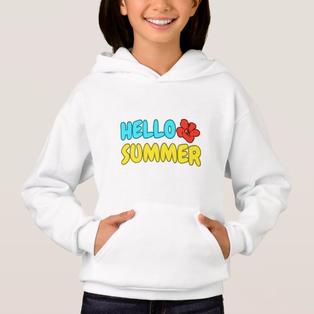 Hallå Sommar Barn Tröja Hoodie  (Framsida)